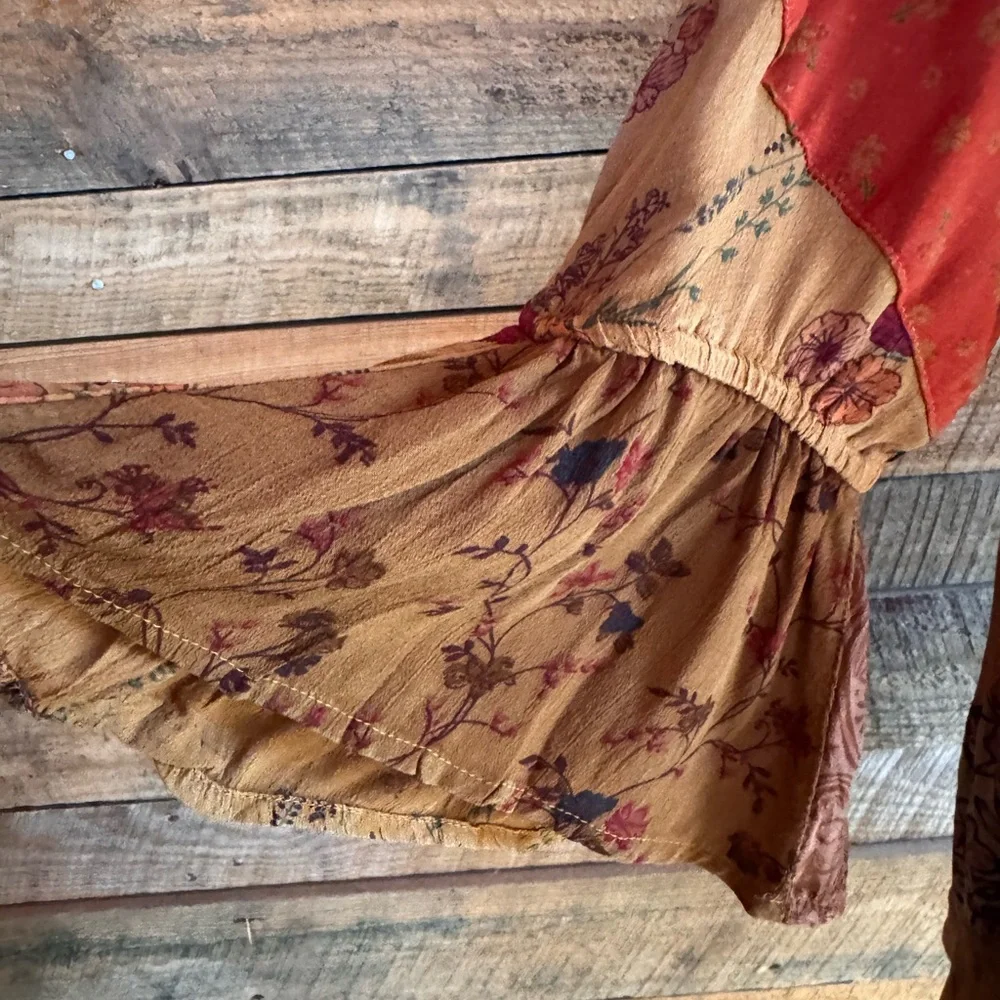 Boho Chic Patchwork Babydoll Dress Size M - Picture 7 of 10